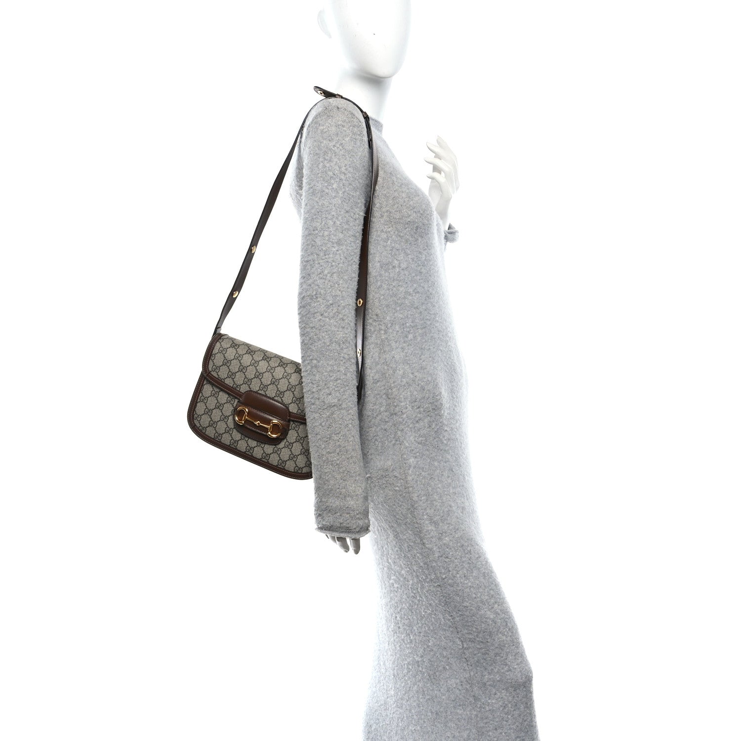 Gucci GG Supreme Monogram Horsebit 1955 Shoulder Bag Beige Brown Sugar 2 of 10