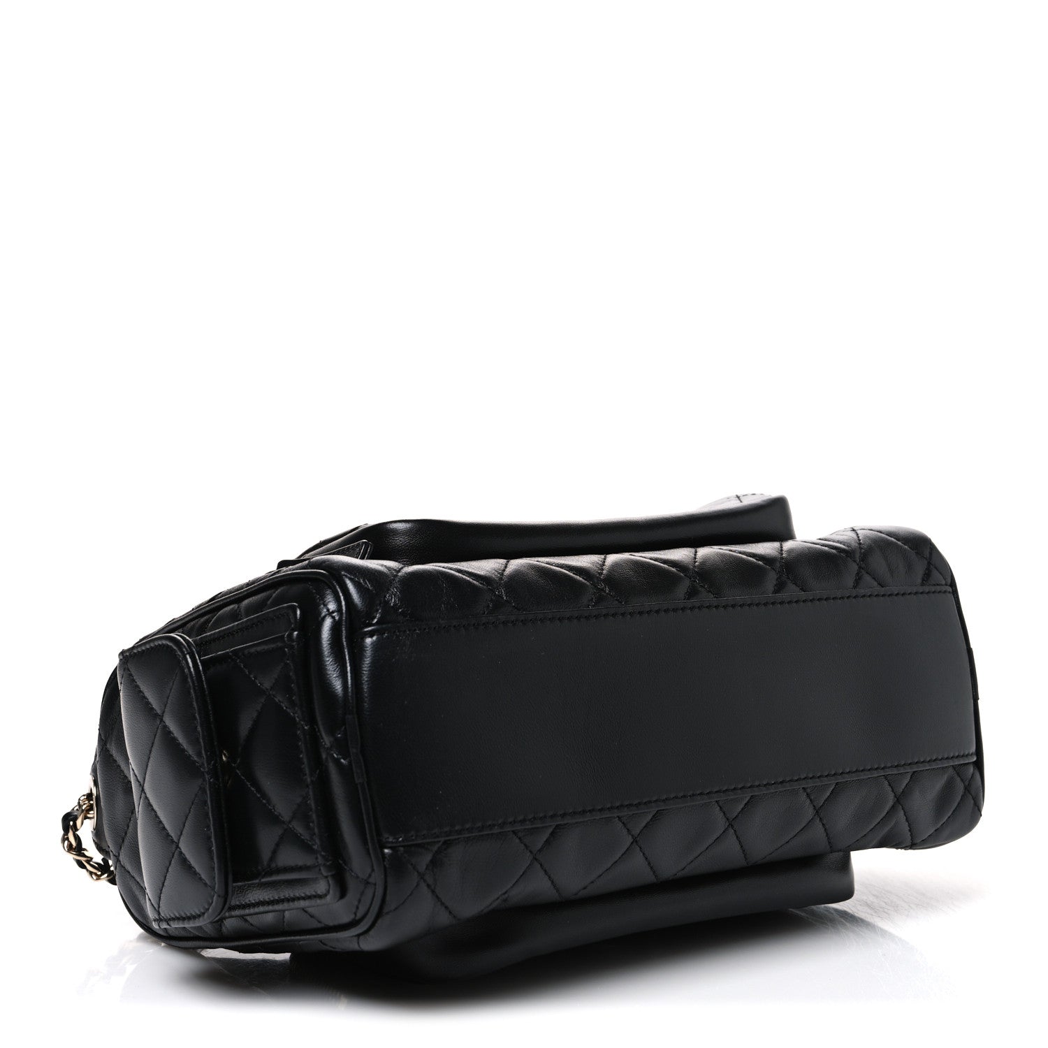 Chanel Shiny Crumpled Lambskin Quilted Medium Preppy Pocket Camera Case Black 4 of 10
