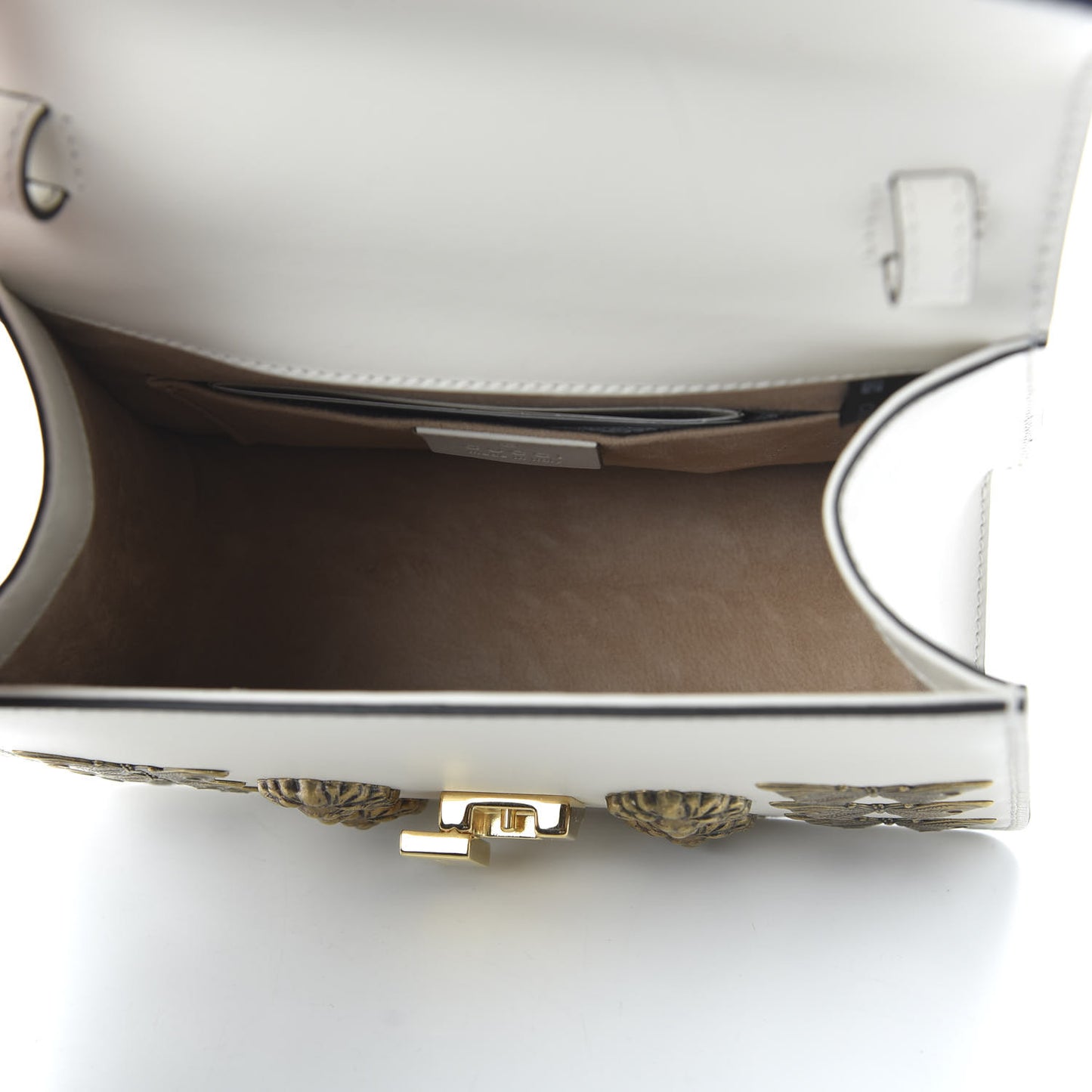 Calfskin Animal Studs Mini Sylvie Top Handle Bag White