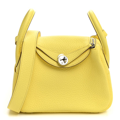 Hermes Taurillon Clemence Mini Lindy 20 Limoncello 1 of 10