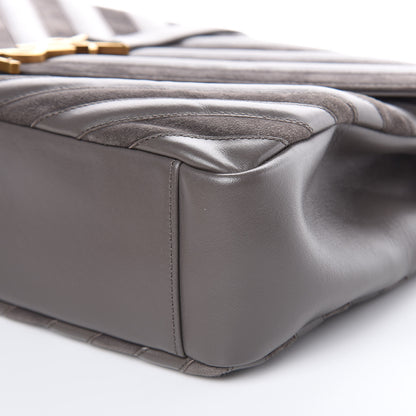 Saint Laurent Sheepskin Suede Matelasse Chevron Monogram Large College Satchel Earth 9 of 11
