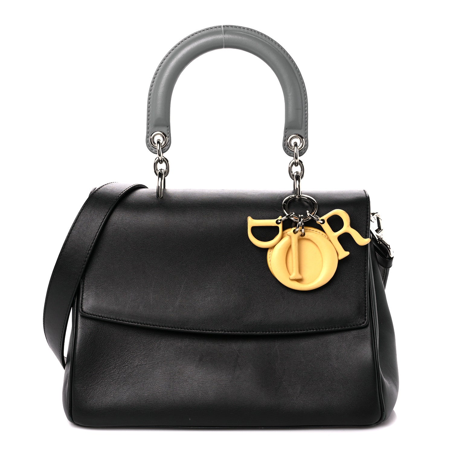 Christian Dior Smooth Calfskin Small Tri-Color Be Dior Flap Black Grey Yellow 1 of 11