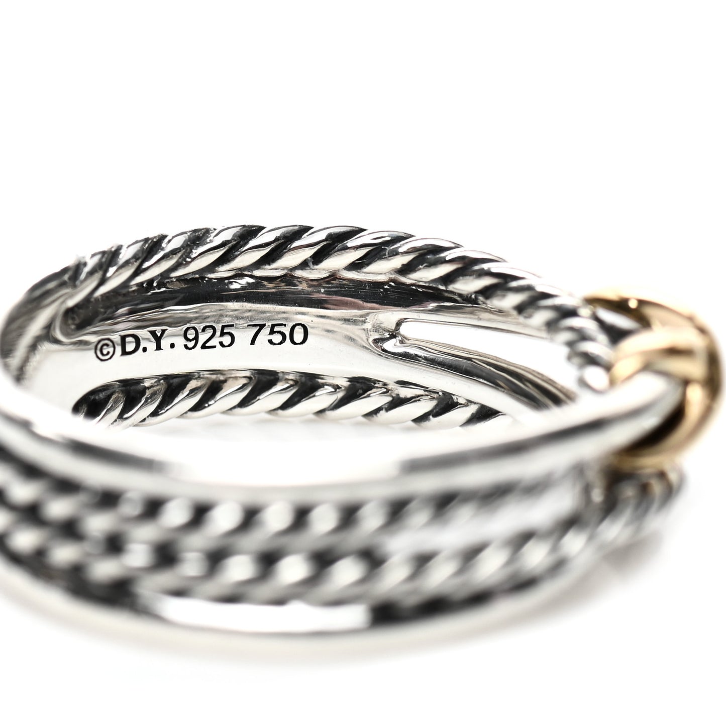 Sterling Silver 18K Yellow Gold 6mm X Crossover Ring 54 7