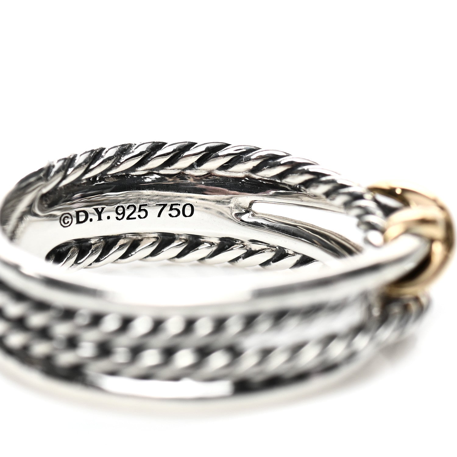 David Yurman Sterling Silver 18K Yellow Gold 6mm X Crossover Ring 54 7 4 of 4