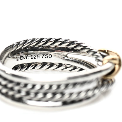 David Yurman Sterling Silver 18K Yellow Gold 6mm X Crossover Ring 54 7 4 of 4