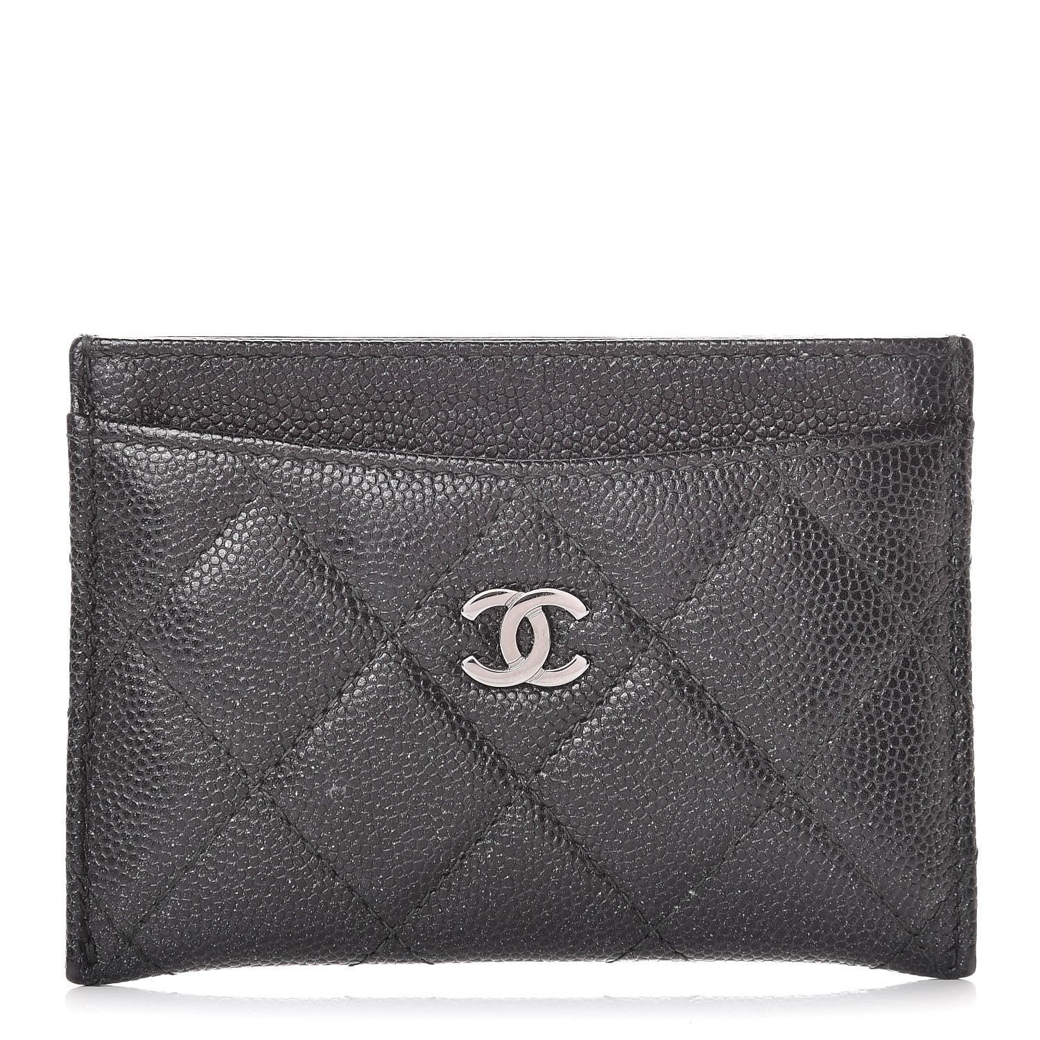 Chanel Metallic Caviar Quilted Card Holder Black 1 of 11