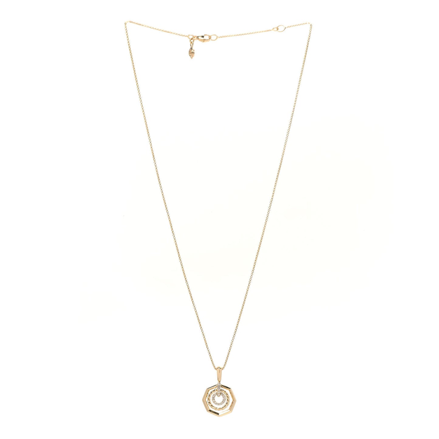 18K Yellow Gold Diamond 16mm Stax Pendant Necklace