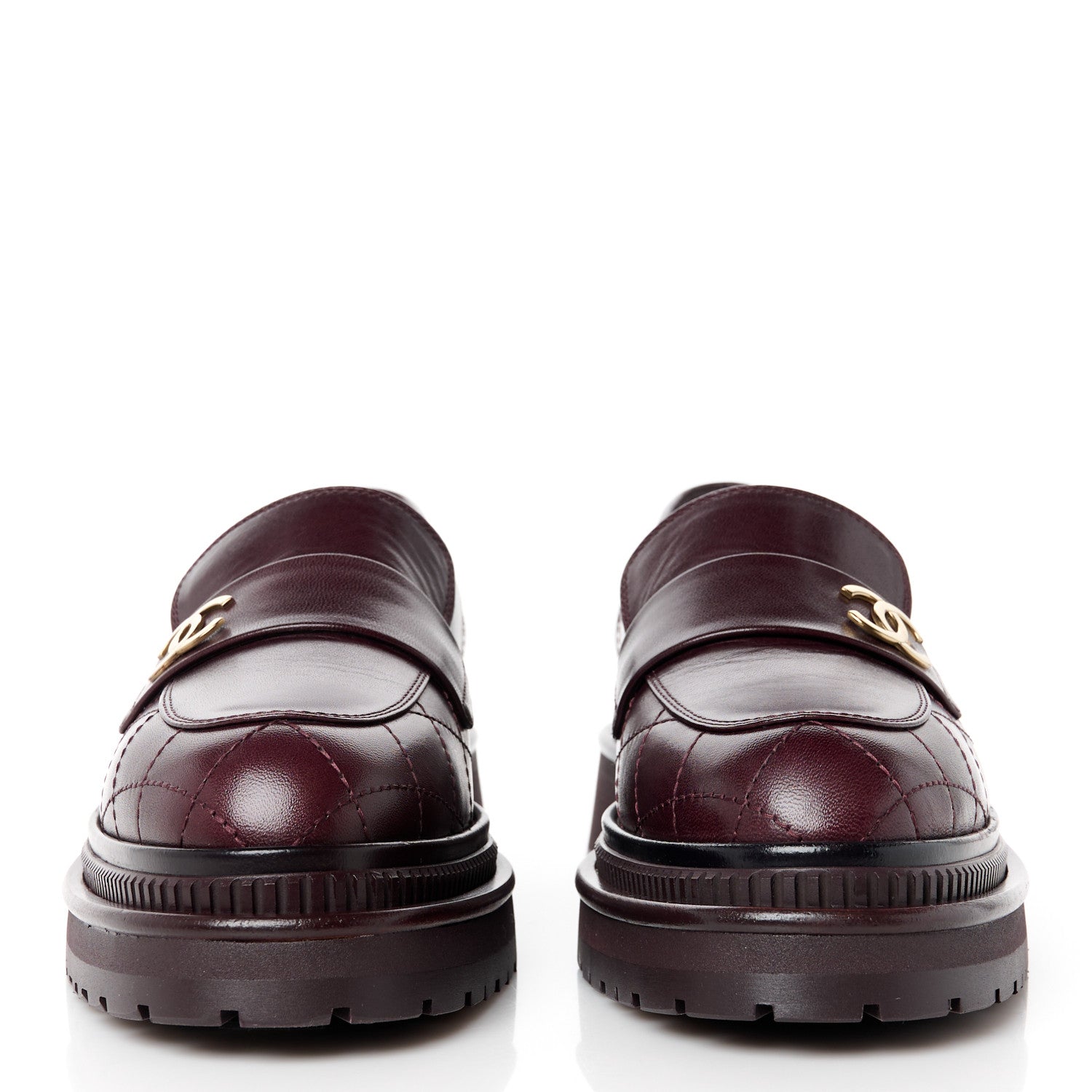 Chanel Calfskin Quilted CC Mocassin Loafers 36.5 Dark Purple 2 of 11
