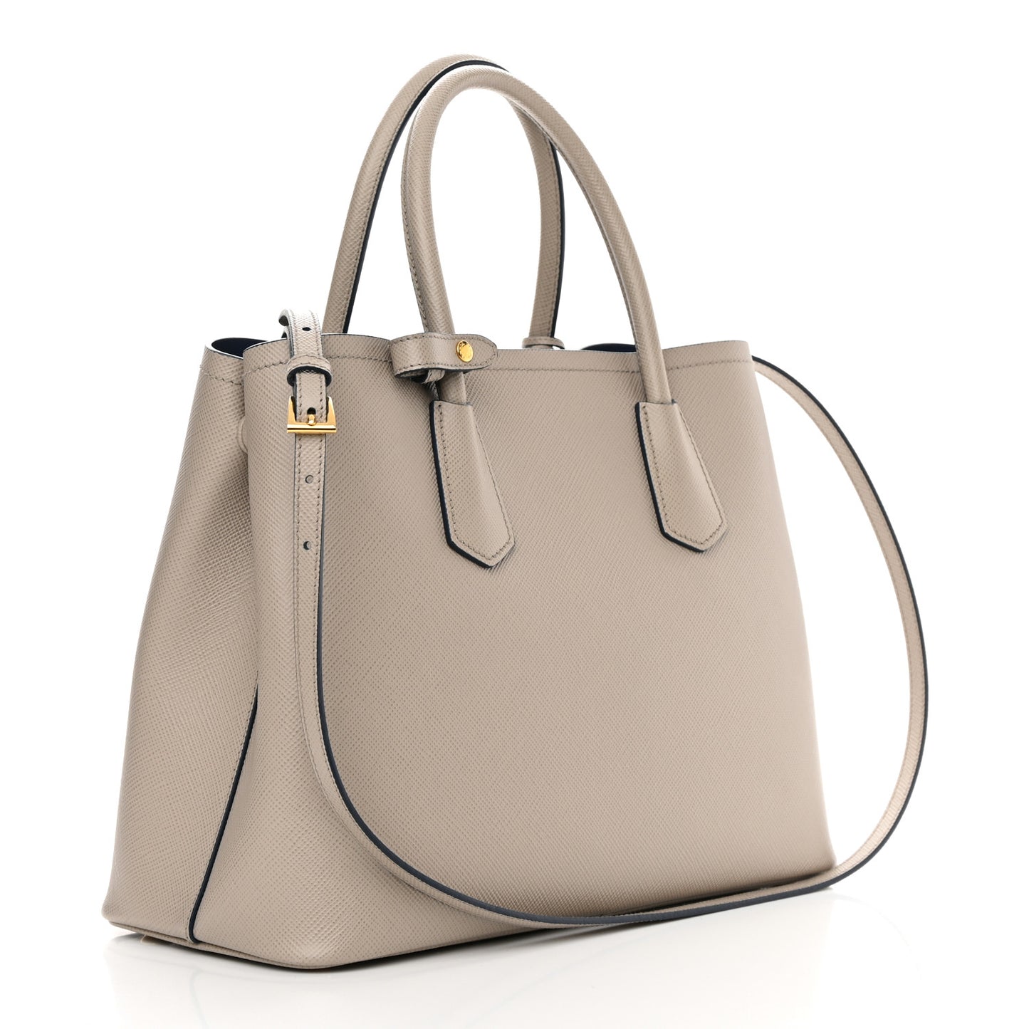 Saffiano Cuir Medium Double Bag Pomice Bluette