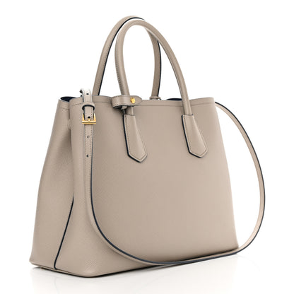 Prada Saffiano Cuir Medium Double Bag Pomice Bluette 3 of 11