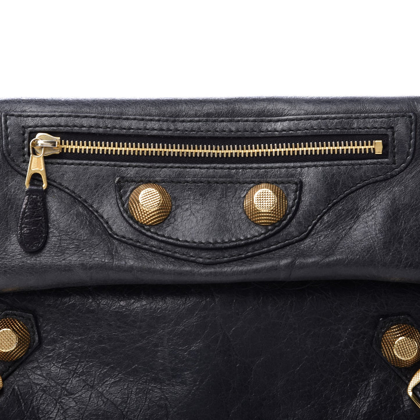 Agneau Giant 21 Gold Hardware Envelope Clutch Black