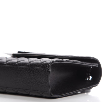 Saint Laurent Grain De Poudre Textured Mixed Matelasse Triquilt Medium Monogram Satchel Black 7 of 10