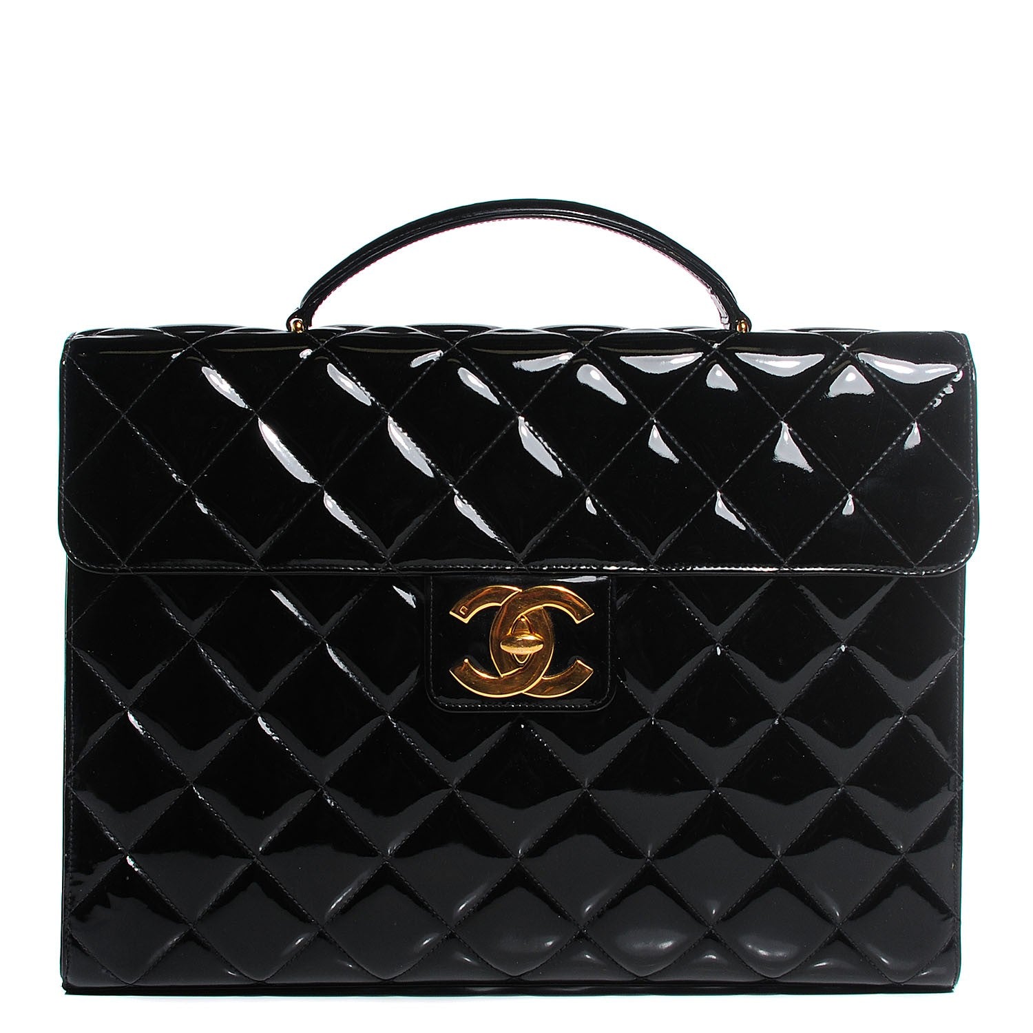 Chanel Patent Briefcase Laptop Bag Black 106699 – FASHIONPHILE