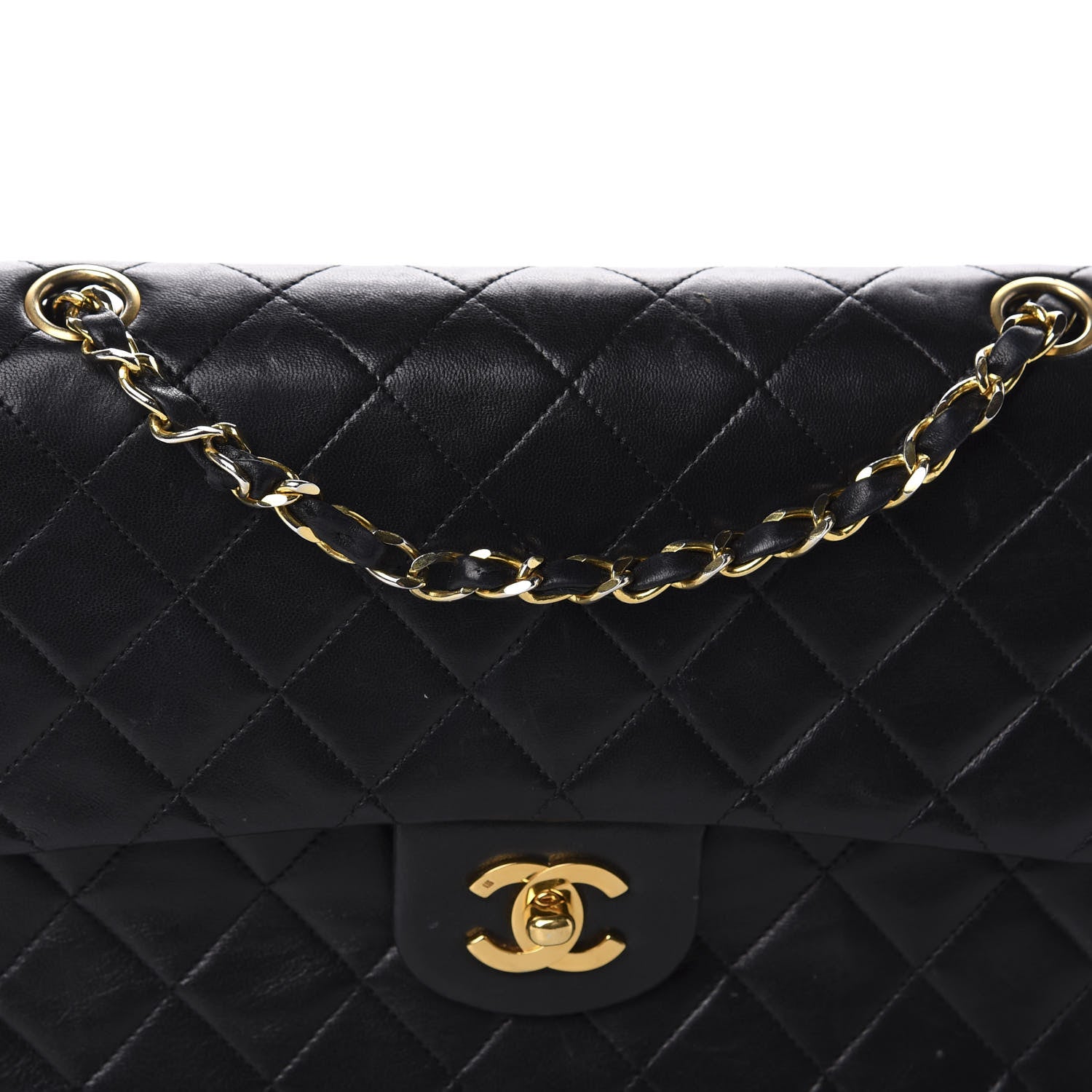 Chanel Lambskin Quilted Medium Double Flap Black 13 of 13