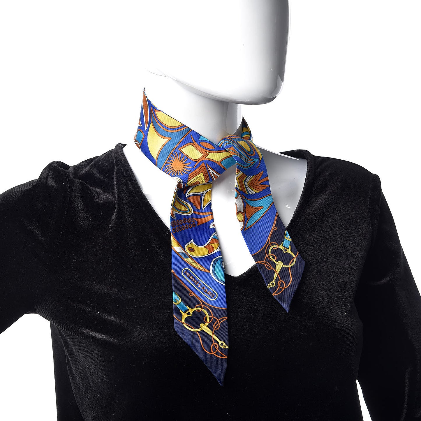 Silk Folklore Twilly Bleu Roy Jaune
