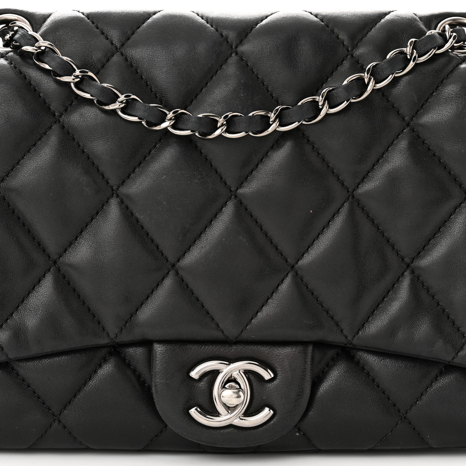 Chanel Lambskin Quilted Jumbo 3 Flap Black 8 of 10