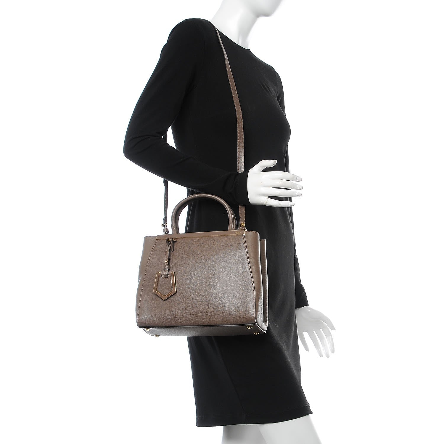 Fendi Vitello Elite Flamingo Petite 2Jours Tote Seppia 2 of 9