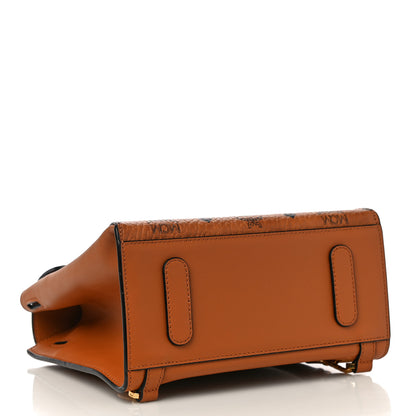 MCM Calfskin Essential Visetos Small Backpack Cognac 4 of 10