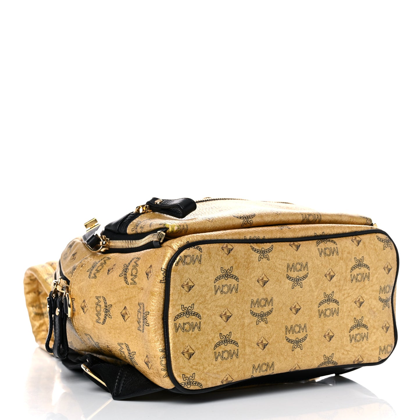 Metallic Visetos Studded Small Dual Stark Backpack Gold