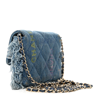 Chanel Denim Quilted Denim Mood Clutch With Chain Blue Multicolor 3 of 13