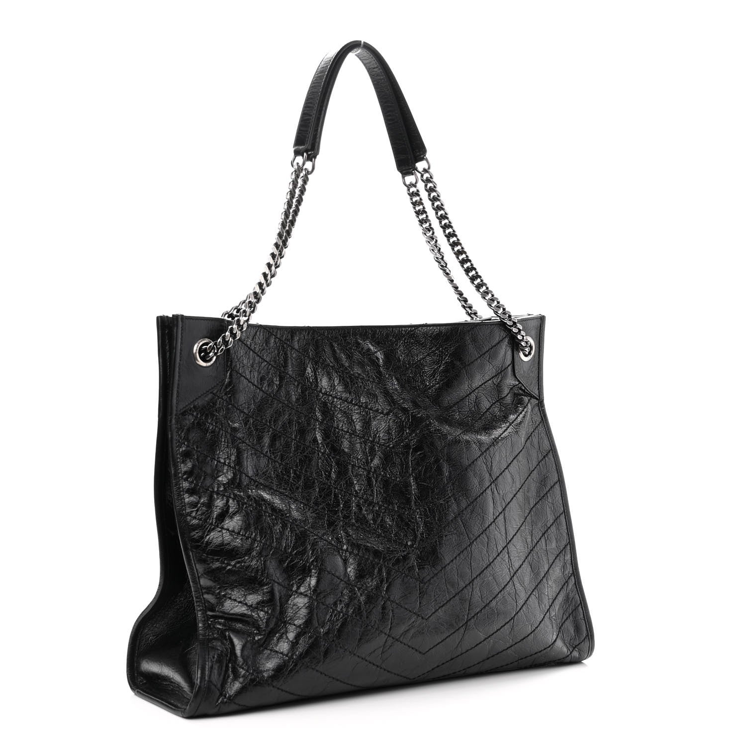 Saint Laurent Crinkled Calfskin Matelasse Monogram Niki Shoulder Bag Black 3 of 10