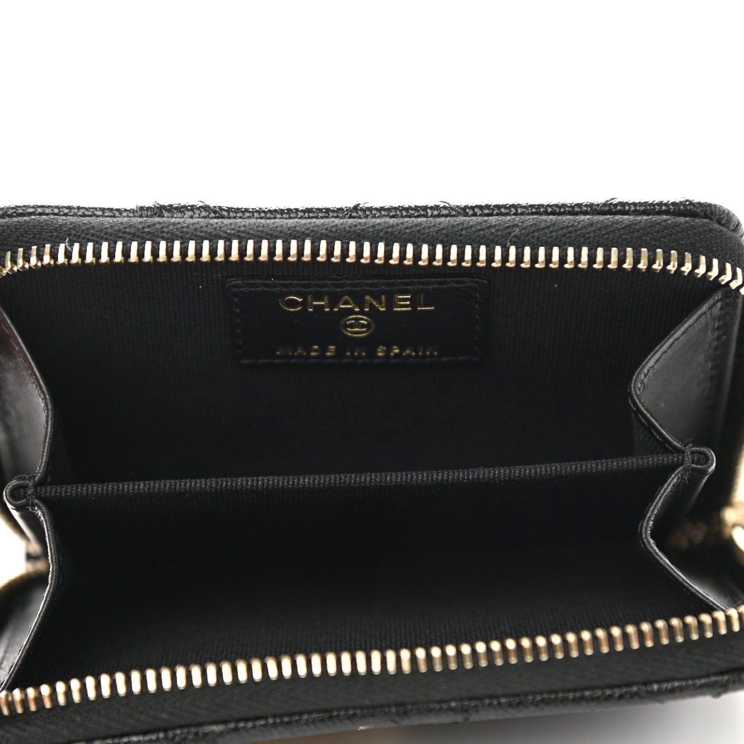 Caviar Quilted Studded CC Zip Card Holder Black