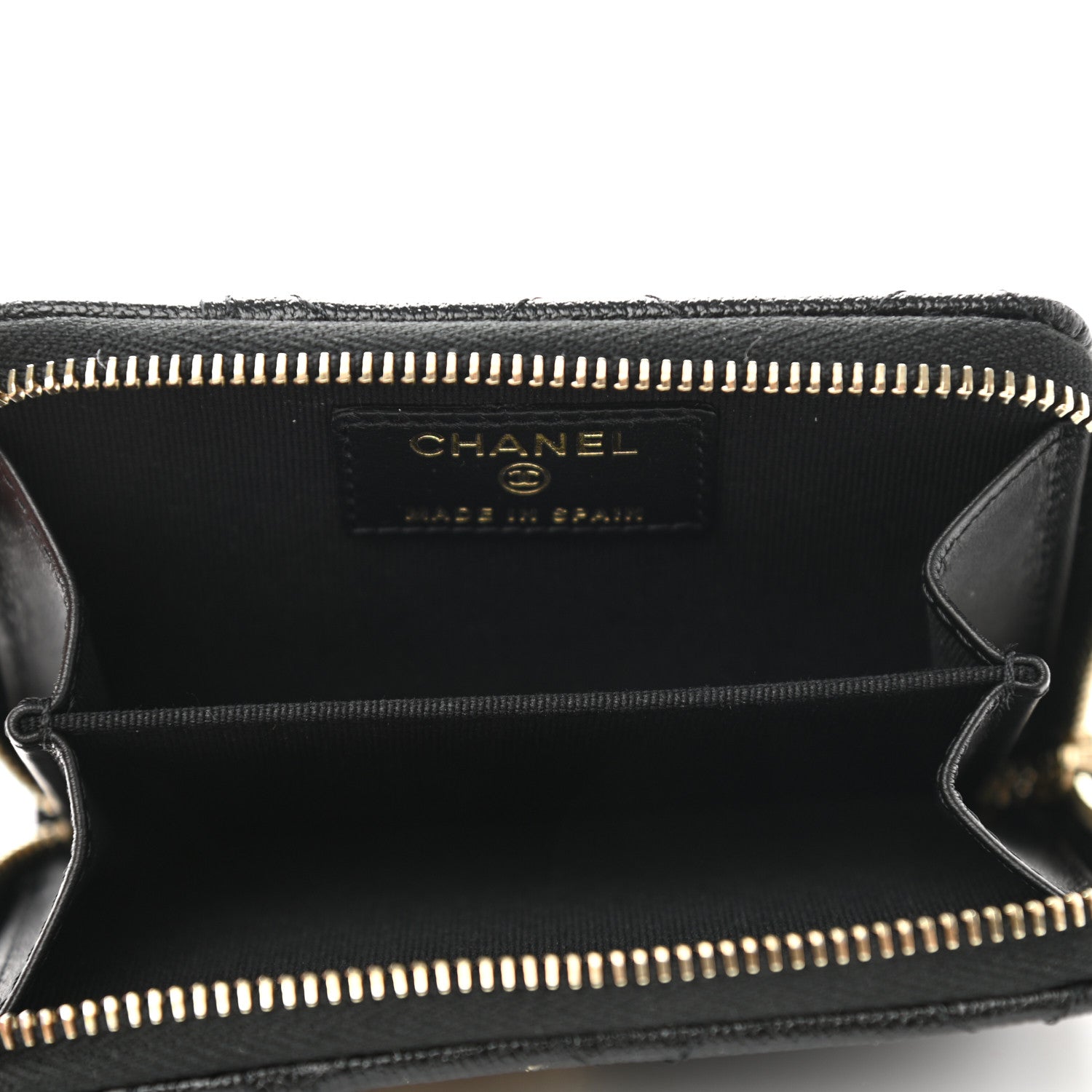Chanel Caviar Quilted Studded CC Zip Card Holder Black 5 of 8