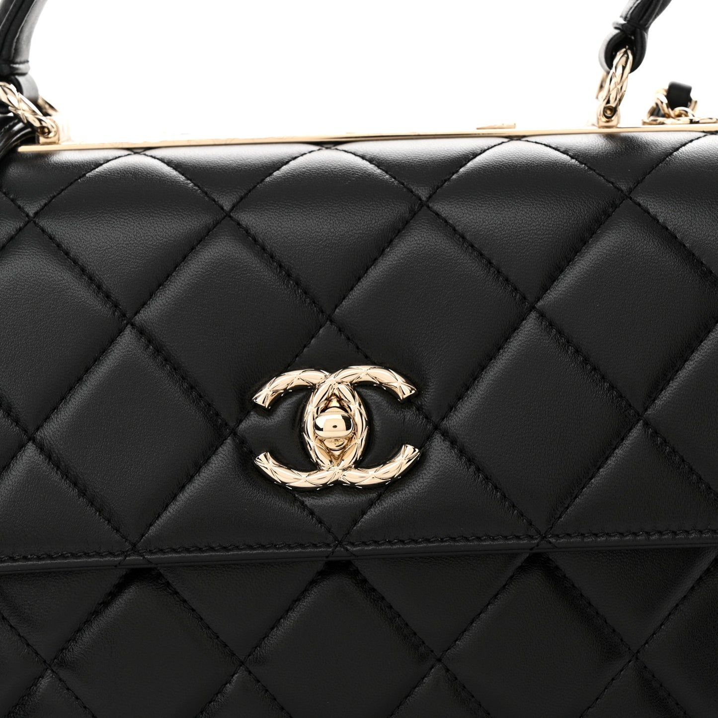 Lambskin Quilted Small Trendy CC Dual Handle Flap Bag Black