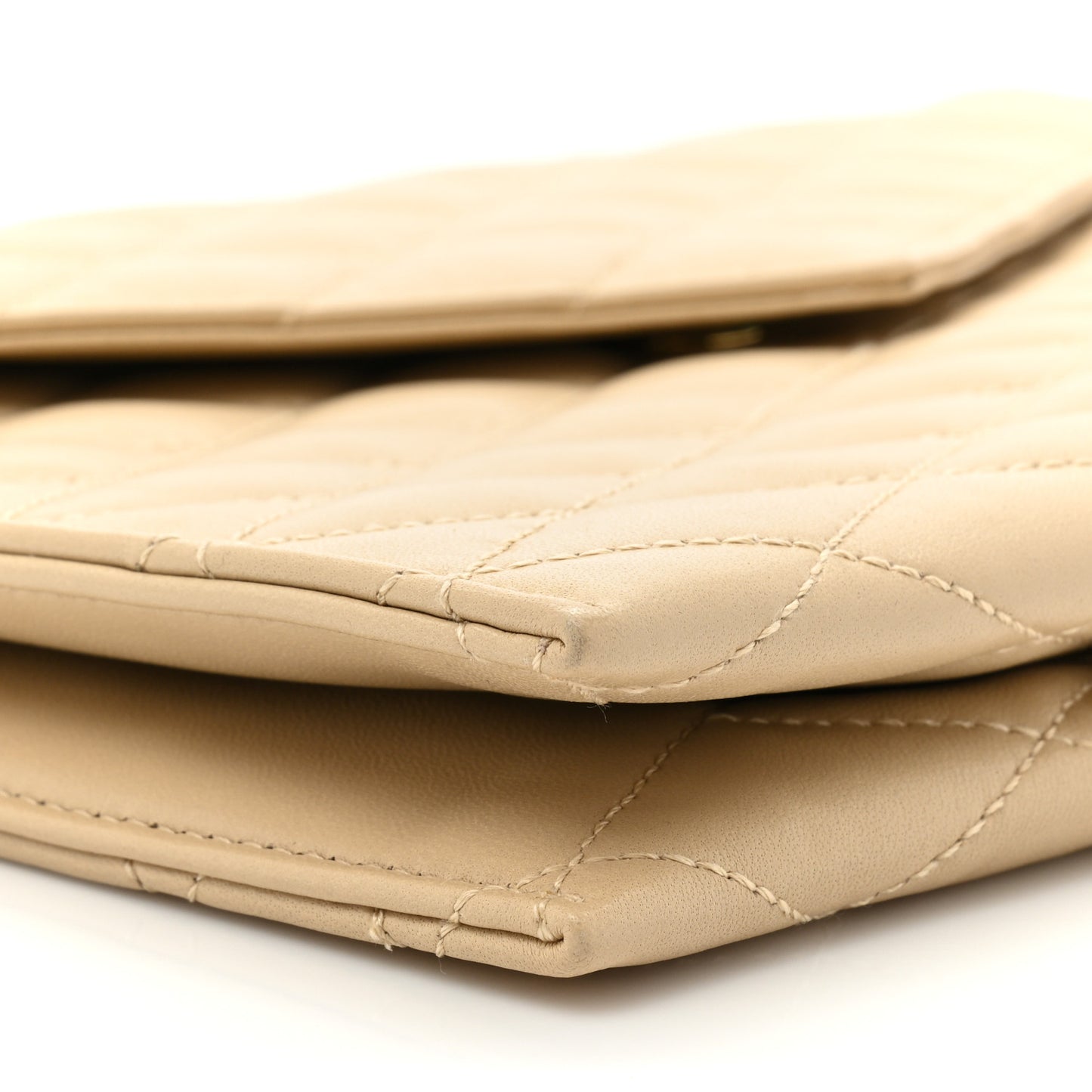 Lambskin Quilted Sade Envelope Clutch Nude Powder