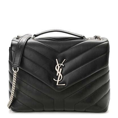 Saint Laurent Calfskin Y Quilted Monogram Small Loulou Chain Satchel Black 1 of 9