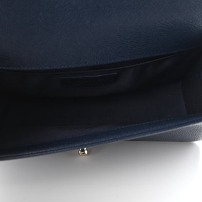 Chanel Caviar Quilted Medium Boy Flap Dark Navy Blue 5 of 9