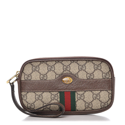 Gucci GG Supreme Monogram Ophidia Phone Case Wristlet Brown 1 of 8