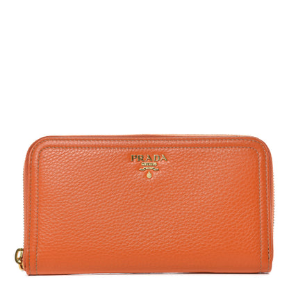 Prada Vitello Daino Zip Around Wallet Papaya 1 of 10