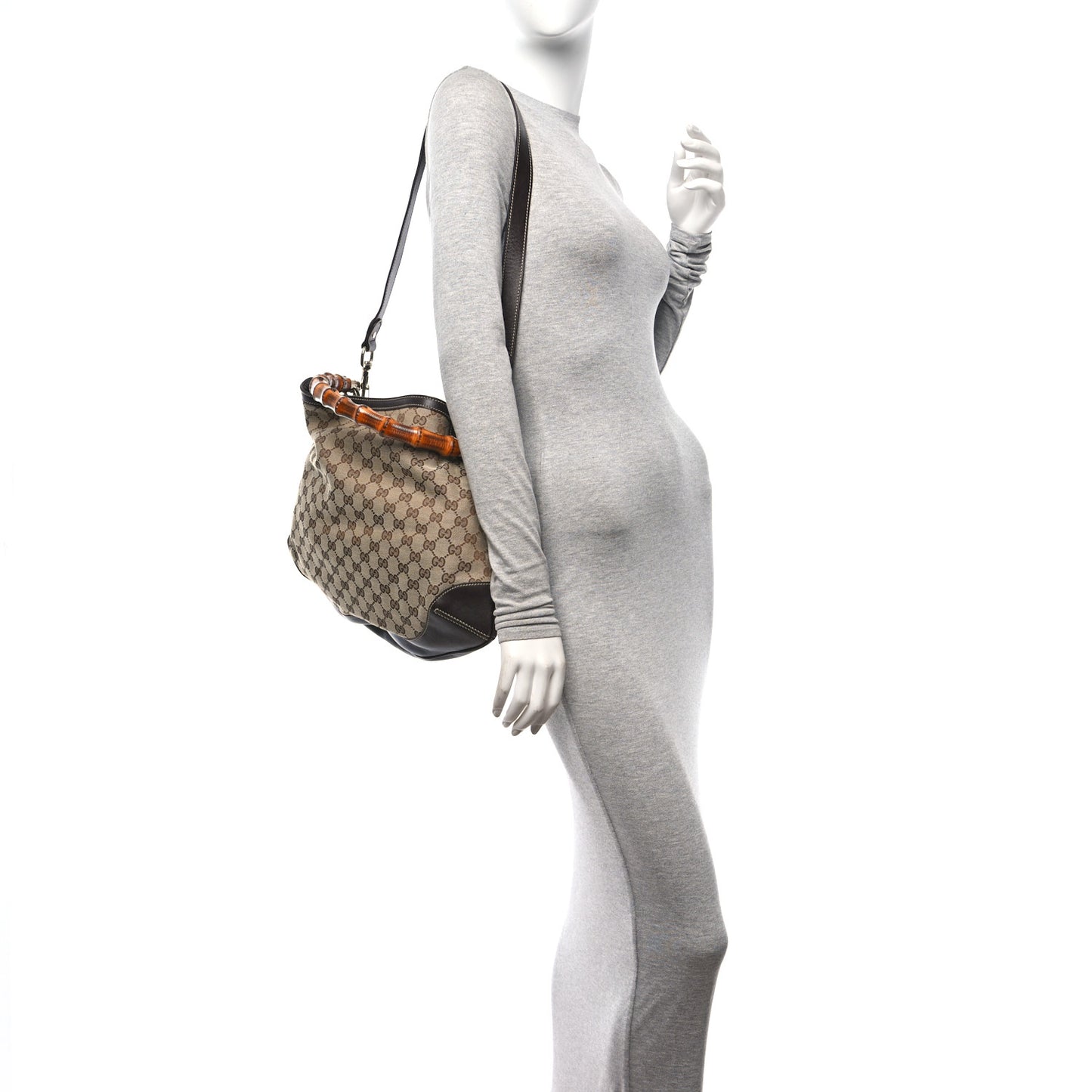 Monogram Medium Peggy Bamboo Top Handle Bag Dark Brown
