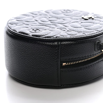 Chanel Caviar Camellia Embossed Round Clutch With Chain Black 9 of 9