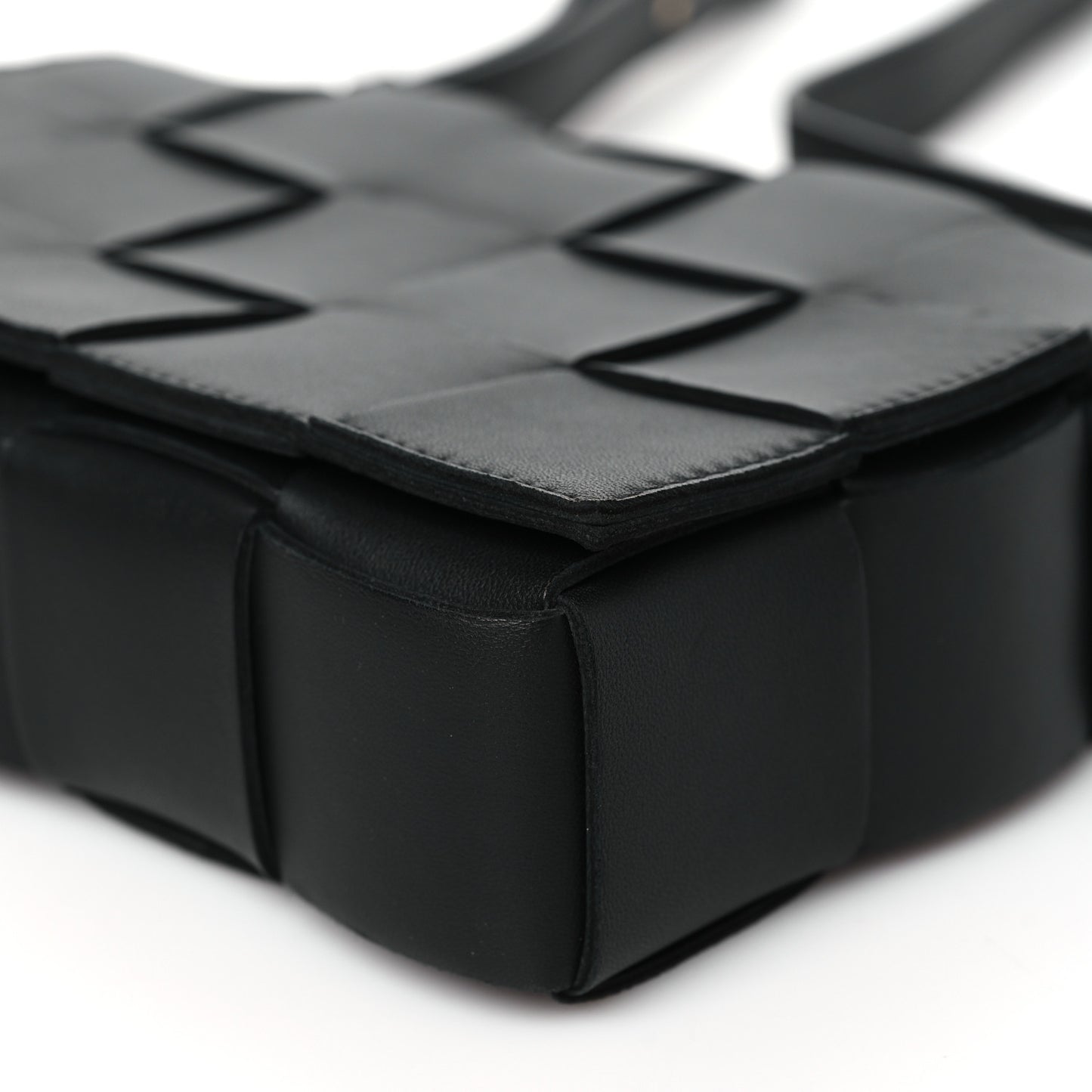 Lambskin Maxi Intrecciato Cassette Crossbody Bag Black