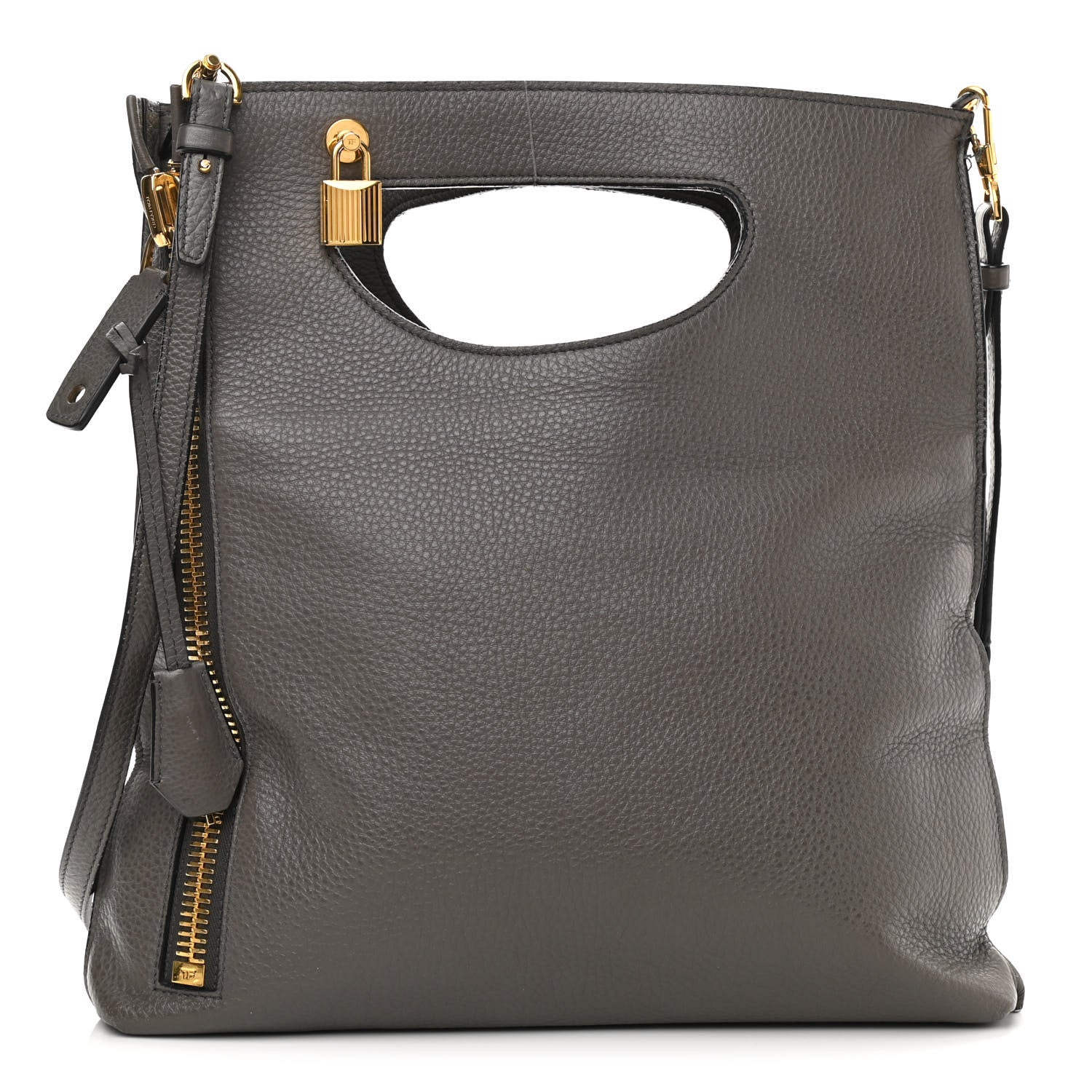Tom Ford Grained Calfskin Alix Padlock Zip Tote Graphite 1 of 12