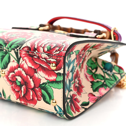 Gucci New Shangai Calfskin Floral Print Mini Diana Tote Bag Multicolor 9 of 9