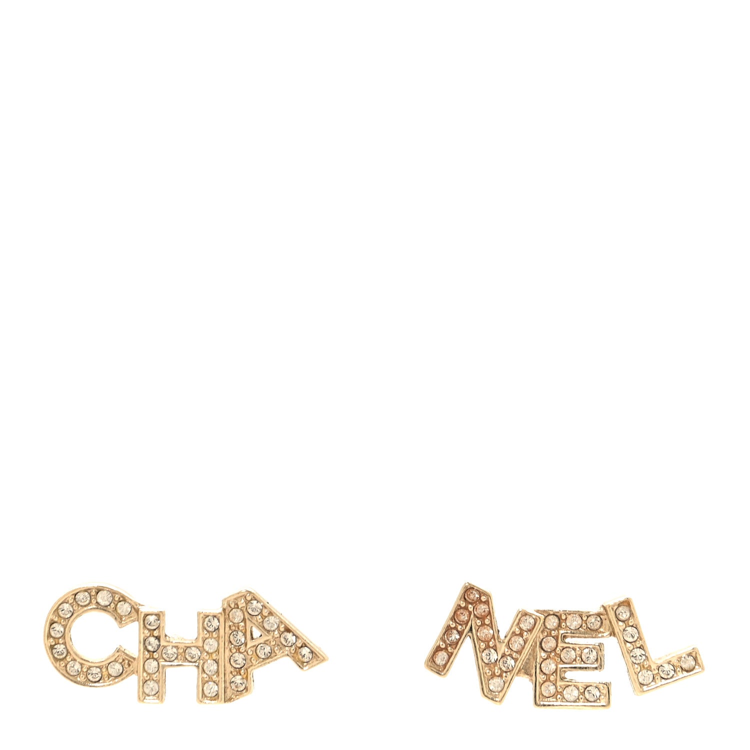 Chanel Crystal Pearl Signature Stud Earrings Gold 1 of 5