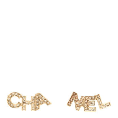 Chanel Crystal Pearl Signature Stud Earrings Gold 1 of 5