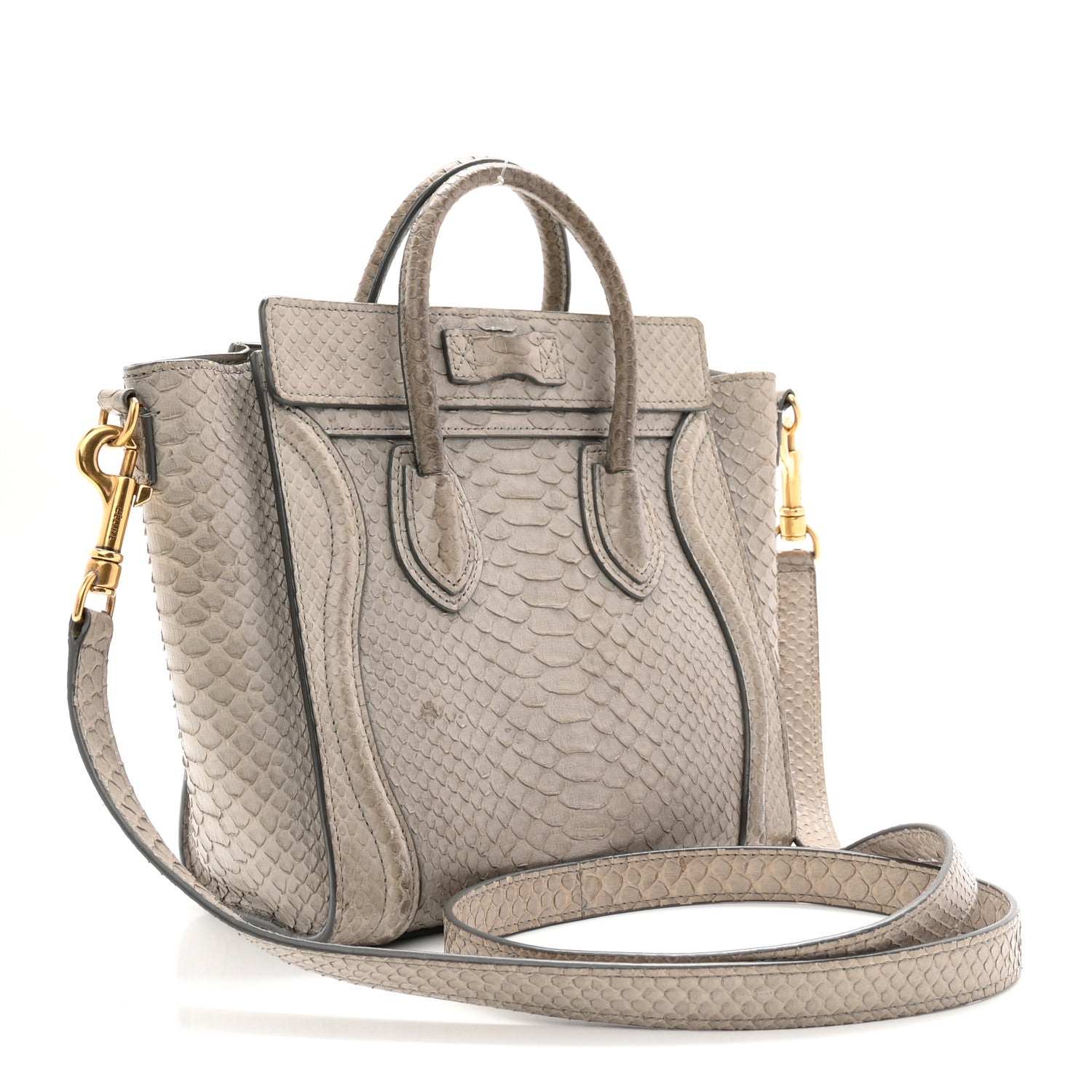 Celine Snakeskin Nano Luggage Grey 3 of 11