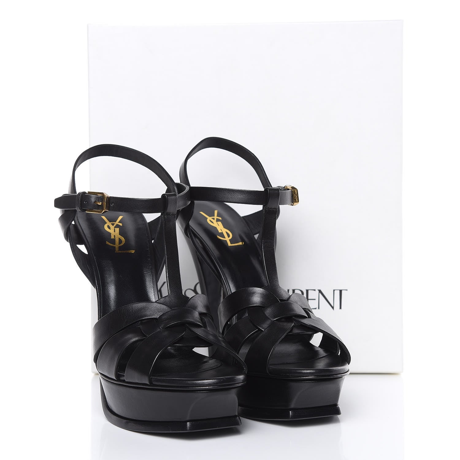 Saint Laurent Calfskin Tribute 105 Platform Sandals 41 Black 9 of 9