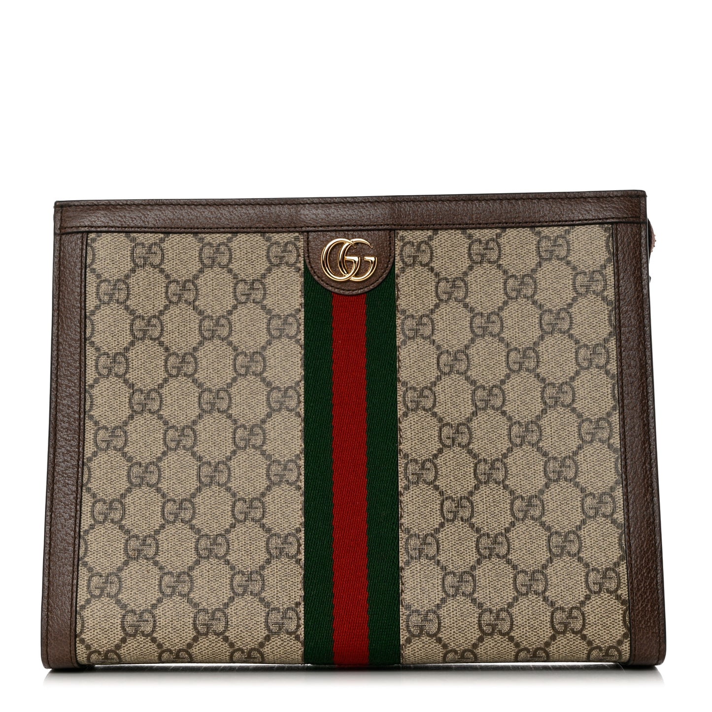 GG Supreme Monogram Web Ophidia Pouch Brown