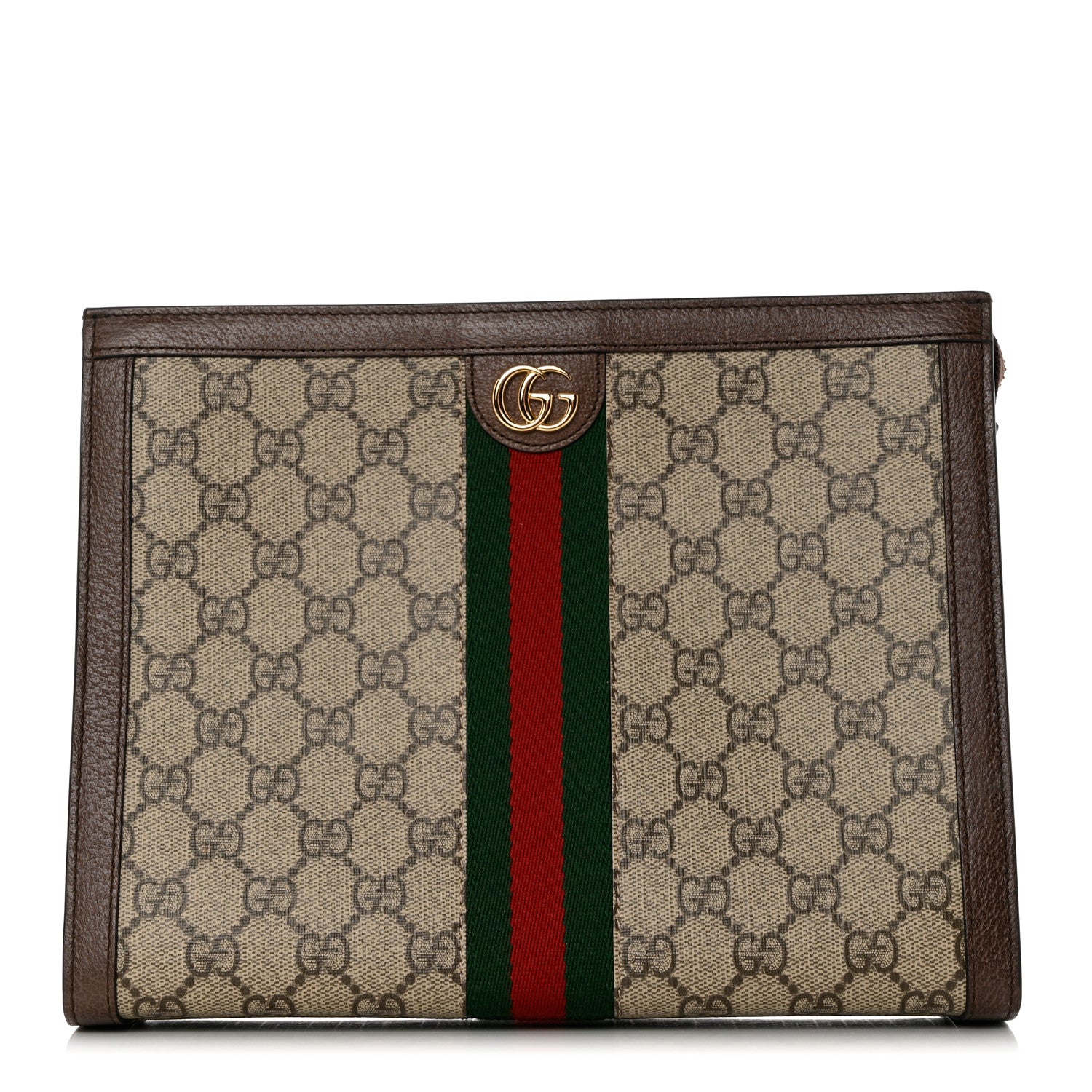 Gucci GG Supreme Monogram Web Ophidia Pouch Brown 1 of 7
