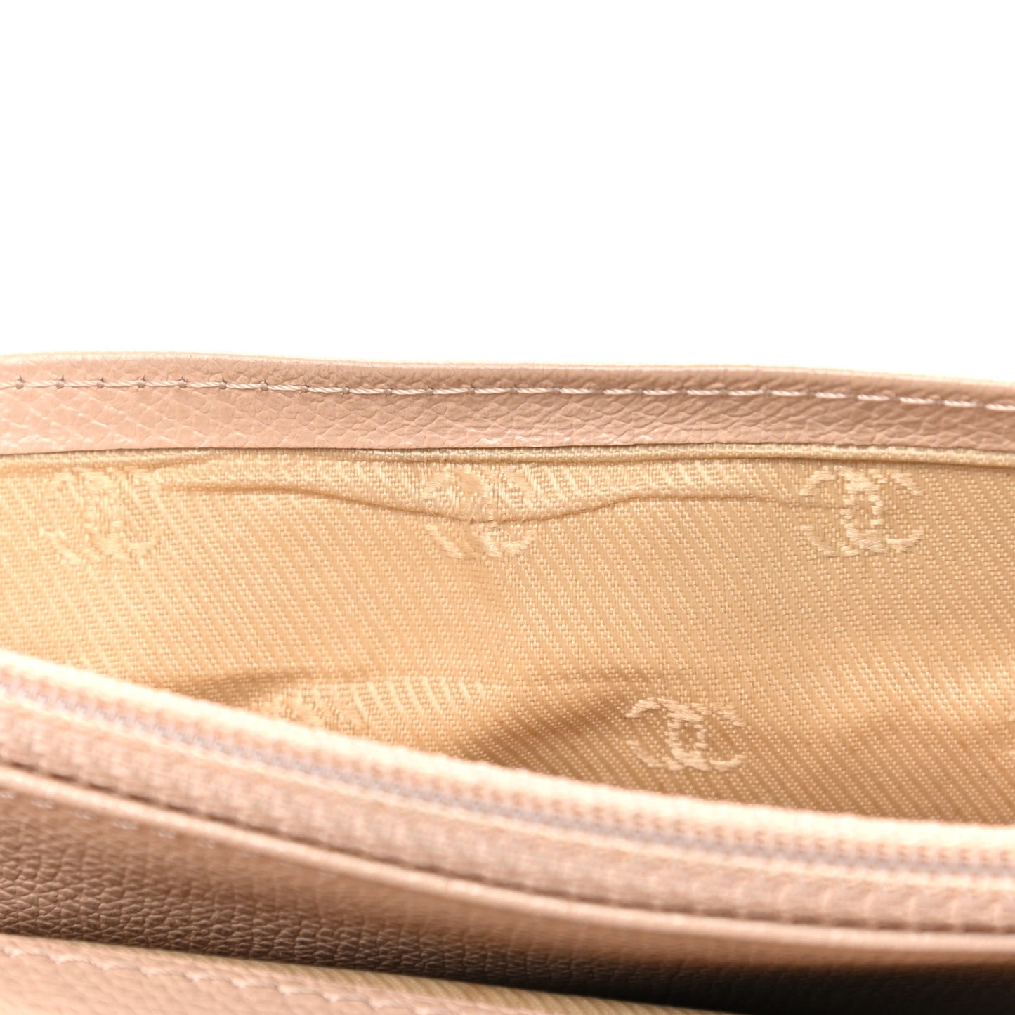 Grained Calfskin CC Button Yen Wallet Beige