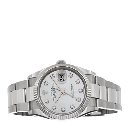 Rolex Stainless Steel 18K White Gold Diamond Mother of Pearl 36mm Oyster Perpetual Datejust Watch 126234 2 of 5