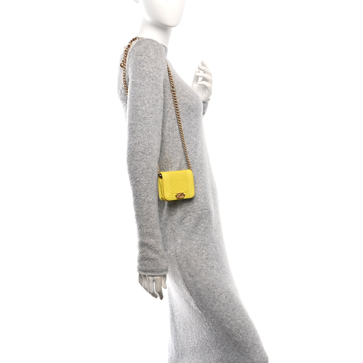 Caviar Chevron Quilted Boy Flap Waist Belt Bag Yellow