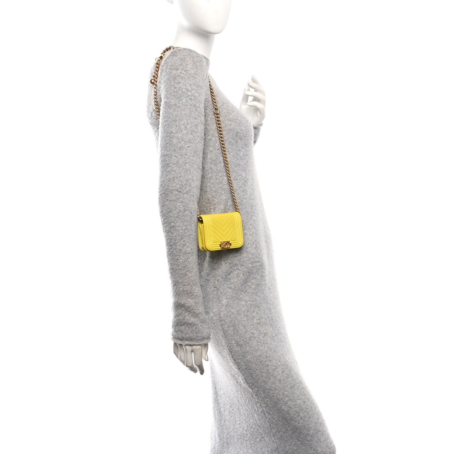 Chanel Caviar Chevron Quilted Boy Flap Waist Belt Bag Yellow 2 of 15
