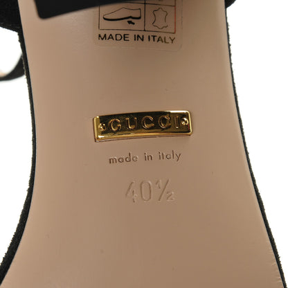 Gucci Kid Scamosciato GG Marmont Ankle Wrap 75mm Sandals 40.5 Black 6 of 8