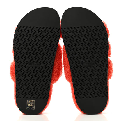 Hermes Woolskin Womens Chypre Sandals 36.5 Orange 5 of 8